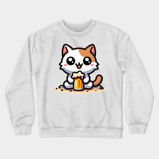 Cat with beer Crewneck Sweatshirt